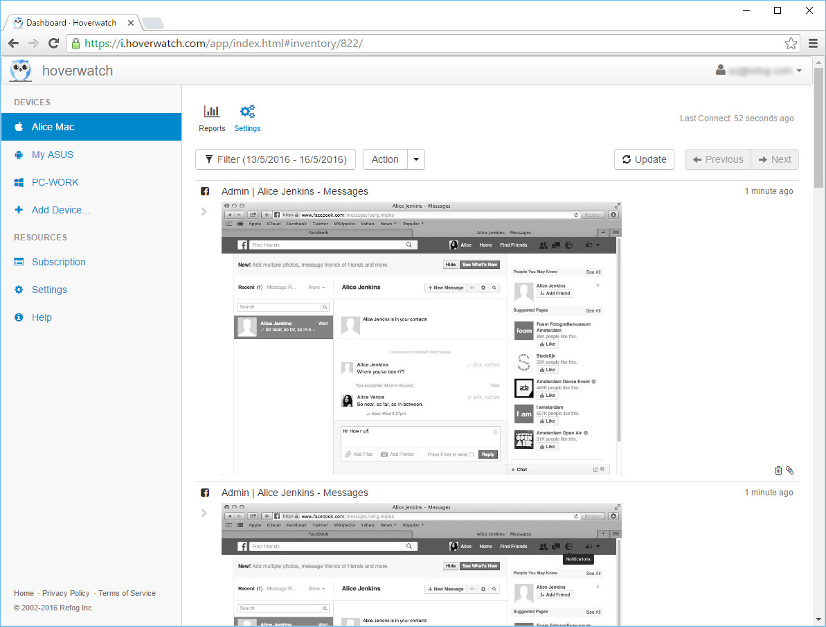 监控 Facebook 消息